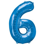 Blue Number 6 Balloon - 34" Foil