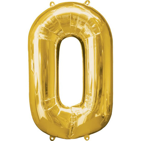 Gold Number 0 Balloon - 34" Foil