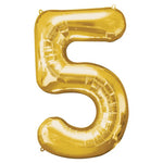 Gold Number 5 Balloon - 34" Foil