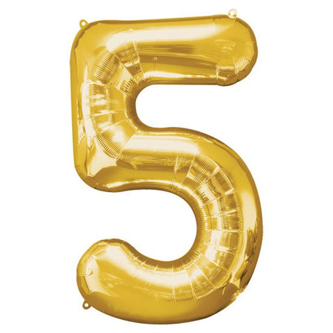 Gold Number 5 Balloon - 34" Foil