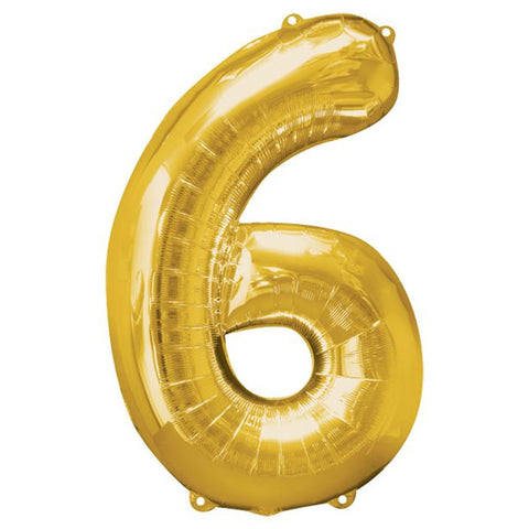 Gold Number 6 Balloon - 34" Foil