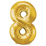 Gold Number 8 Balloon - 34" Foil