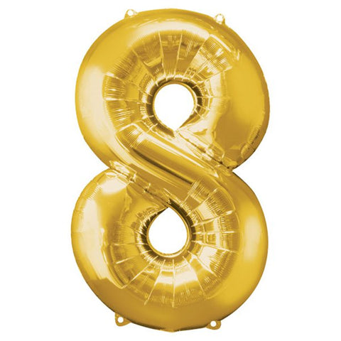 Gold Number 8 Balloon - 34" Foil