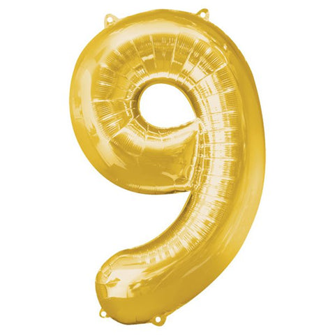 Gold Number 9 Balloon - 34" Foil