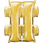Gold # Shaped Balloon - 34" Foil