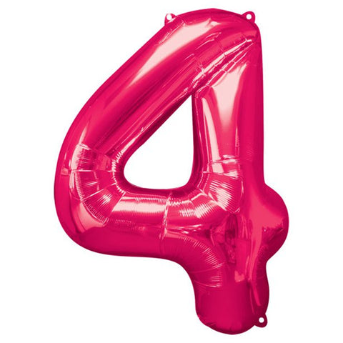 Pink Number 4 Balloon - 34" Foil
