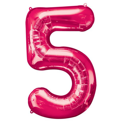 Pink Number 5 Balloon - 34" Foil