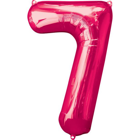 Pink Number 7 Balloon - 34" Foil