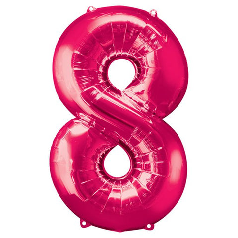 Pink Number 8 Balloon - 34" Foil