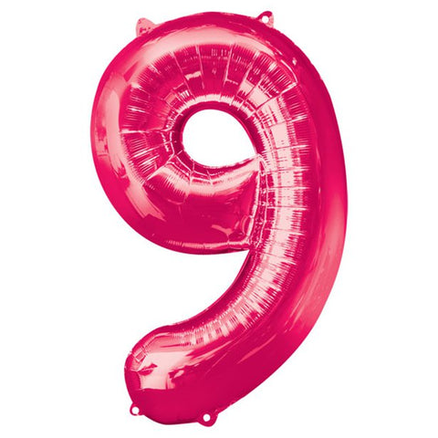 Pink Number 9 Balloon - 34" Foil