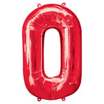 Red Number 0 Balloon - 34" Foil