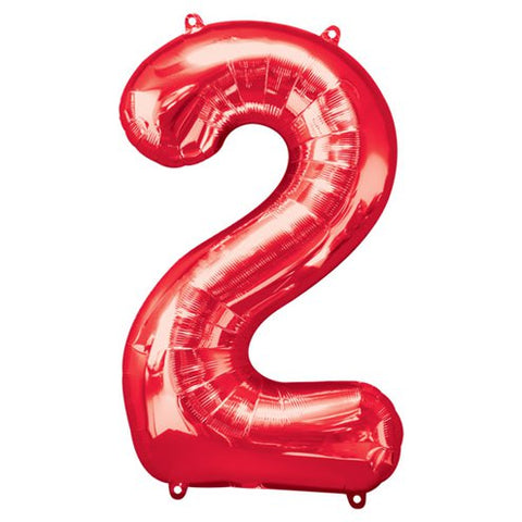 Red Number 2 Balloon - 34" Foil