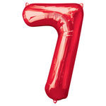 Red Number 7 Balloon - 34" Foil