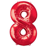 Red Number 8 Balloon - 34" Foil