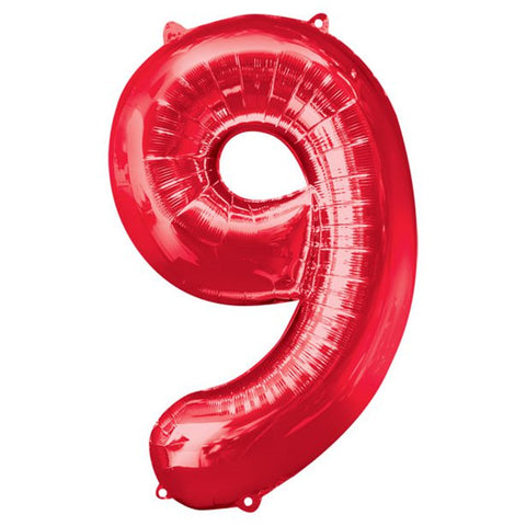 Red Number 9 Balloon - 34" Foil