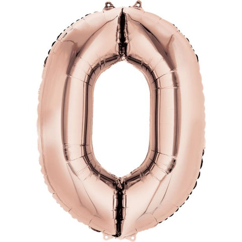 Rose Gold Number 0 Balloon - 34" Foil