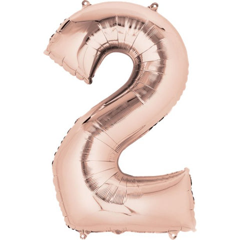 Rose Gold Number 2 Balloon - 34" Foil