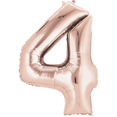 Rose Gold Number 4 Balloon - 34" Foil