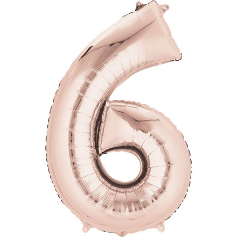 Rose Gold Number 6 Balloon - 34" Foil