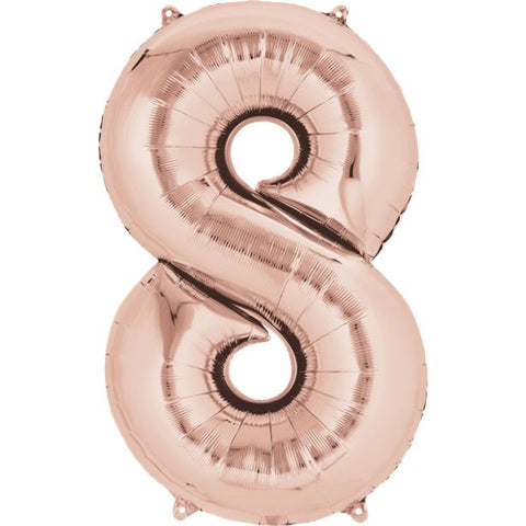 Rose Gold Number 8 Balloon - 34" Foil