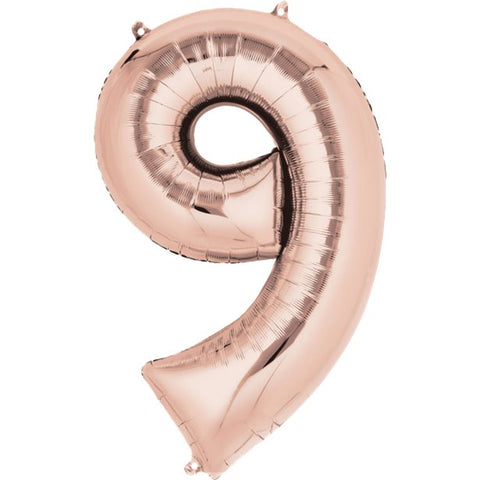 Rose Gold Number 9 Balloon - 34" Foil