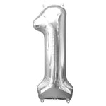 Silver Number 1 Balloon - 34" Foil