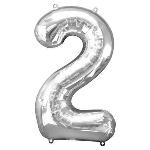 Silver Number 2 Balloon - 34" Foil