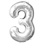 Silver Number 3 Balloon - 34" Foil