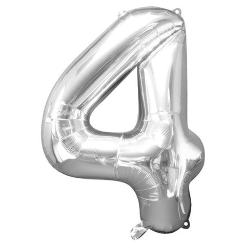 Silver Number 4 Balloon - 34" Foil
