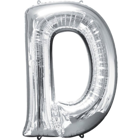 Silver Letter D Balloon - 34" Foil