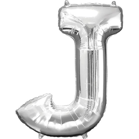 Silver Letter J Balloon - 34" Foil