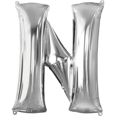 Silver Letter N Balloon - 34" Foil