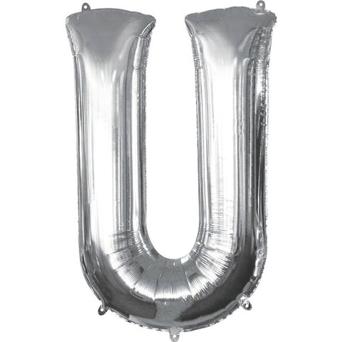 Silver Letter U Balloon - 34" Foil