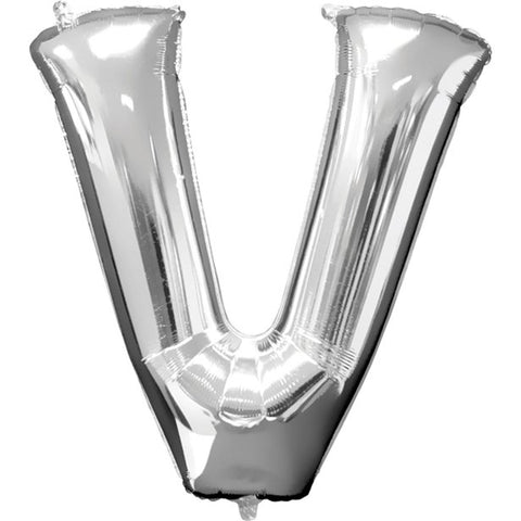 Silver Letter V Balloon - 34" Foil