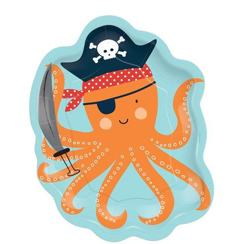 Ahoy Birthday Octopus Shaped Plates - 18cm