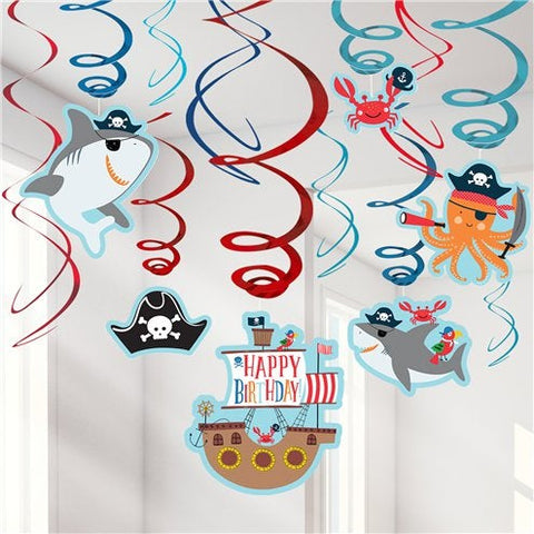 Ahoy Birthday Swirl Decorations - 17.7cm