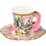 Alice in Wonderland Paper Cups with Saucers