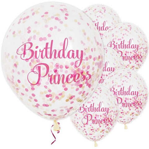 Birthday Princess Confetti Balloons - 12" Latex