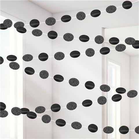 Black Glitter Hanging String Decorations - 2.1m