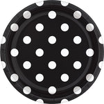 Black Polka Dot Paper Party Plates - 18cm