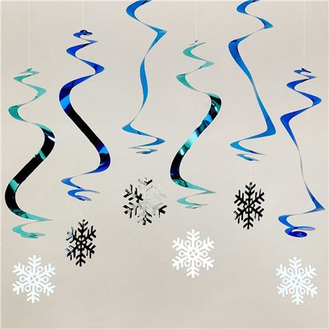 Blue Snowflake Hanging Swirls - 61cm