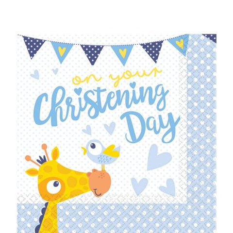 Christening Day Blue Paper Napkins - 33cm