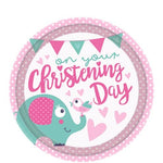 Christening Day Pink Paper Party Plates - 23cm