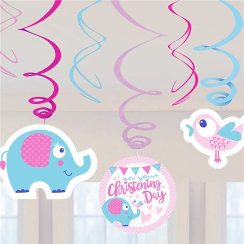 Christening Day Pink Swirl Decorations - 60cm