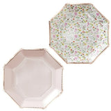 Ditsy Floral Rose Gold Polka Dot & Ditsy Floral Paper Plates - 23cm