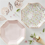 Ditsy Floral Rose Gold Polka Dot & Ditsy Floral Paper Plates - 23cm