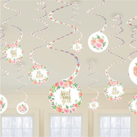 Floral Baby Hanging Swirl Decorations