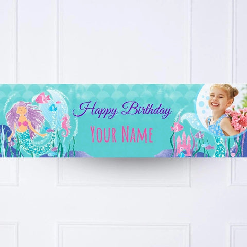 Glitter Mermaid Personalised Party Banner