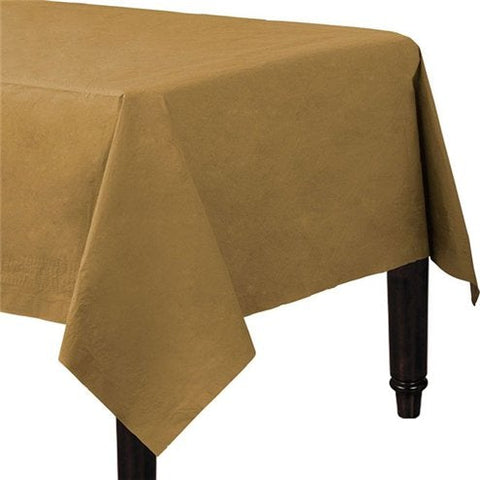 Gold Plastic Lined Paper Tablecover - 1.4m x 2.8m