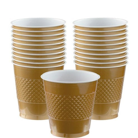 Gold Plastic Party Cups - 355ml